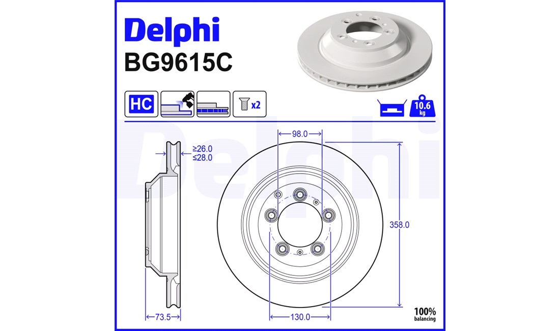  Bremseskive 358 x 28 mm