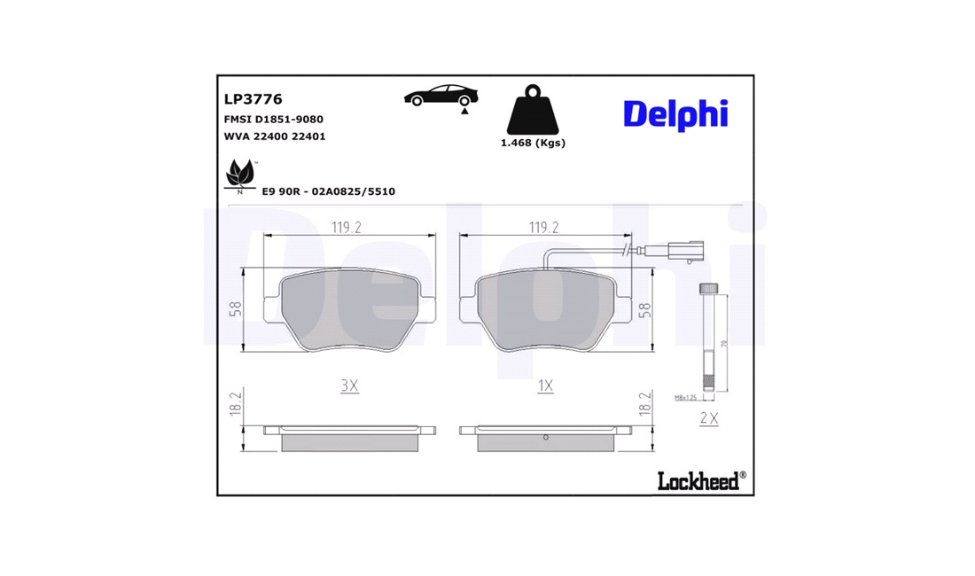  Bromsbeläggssats, skivbroms