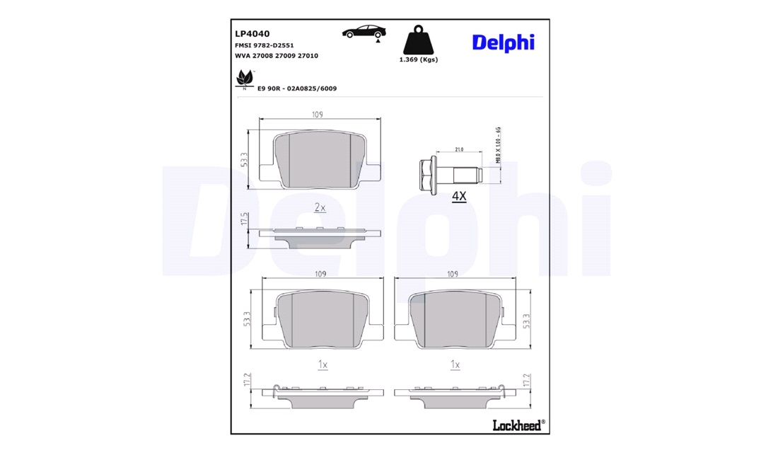  Bromsbeläggssats, skivbroms