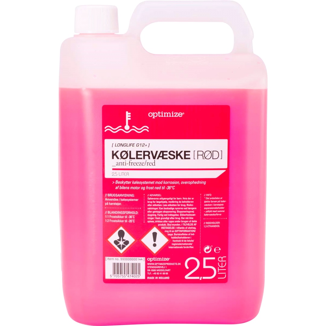 Optimize Kylarvätska, röd, 2,5 Liter