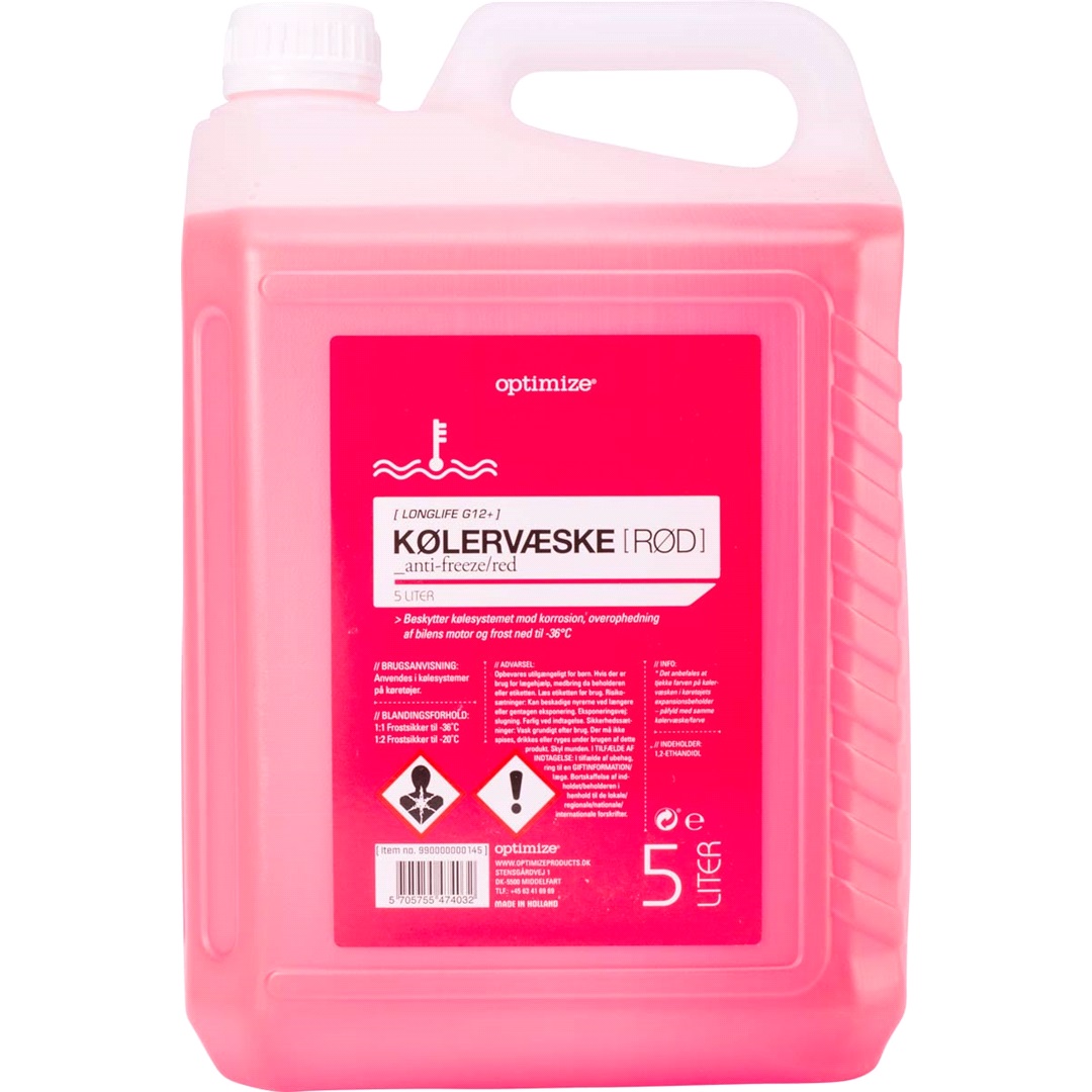 Optimize Frostvæske, Rød, 5 Liter