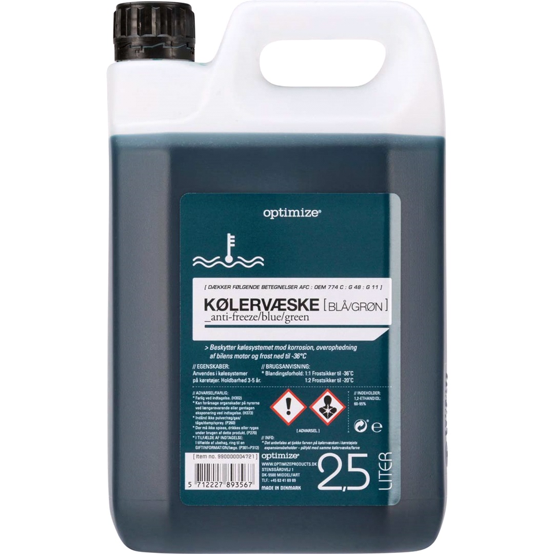Optimize Frostvæske, Blå/grønn, 2,5 Liter