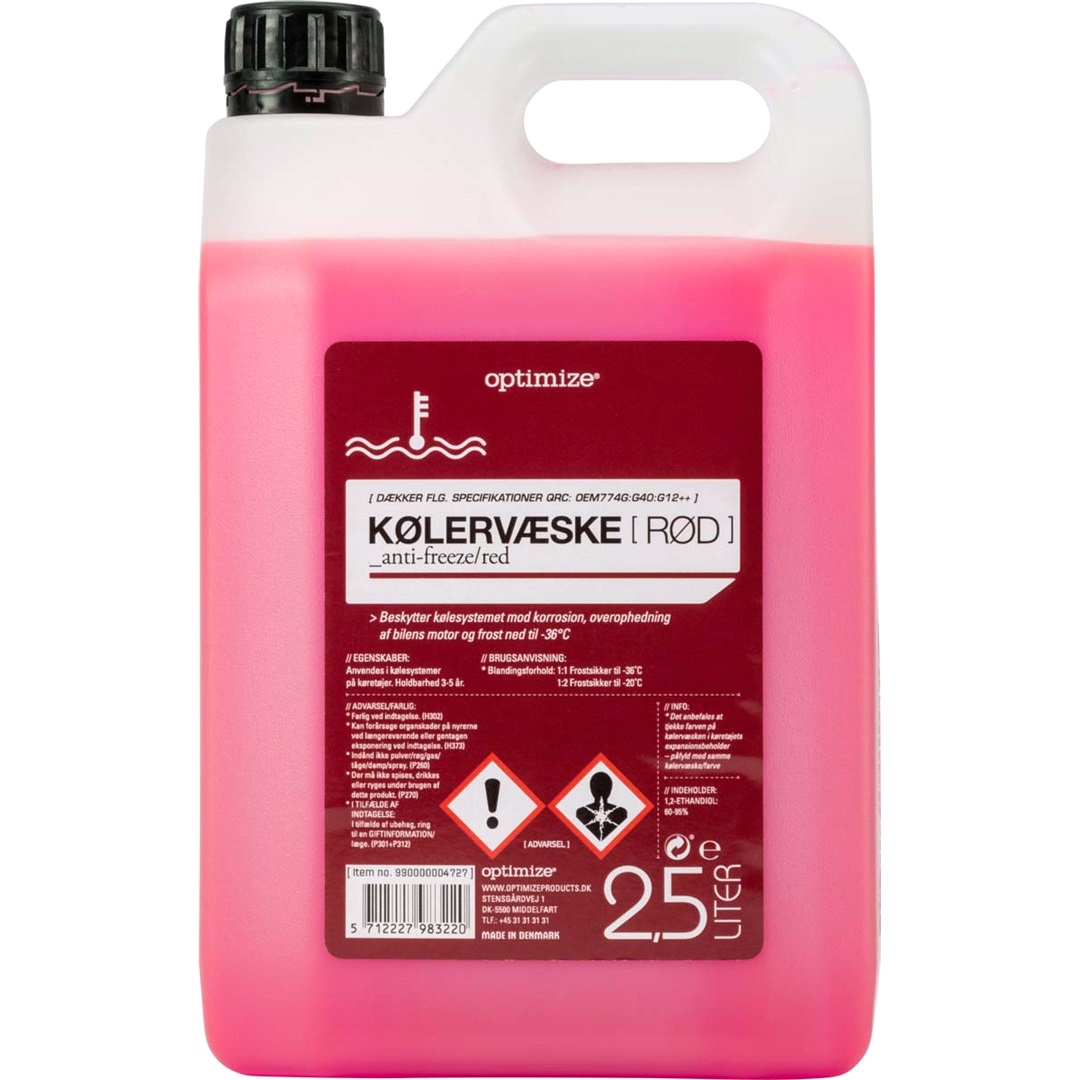Optimize Frostvæske Rød 2,5 Lit. (G12++)