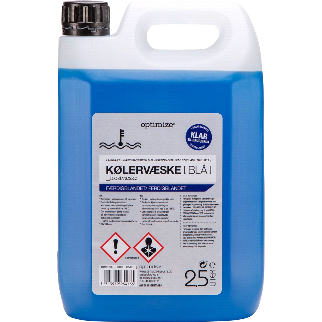 Optimize Frostvæske - Blå - Klar Til Bruk, 2,5 L