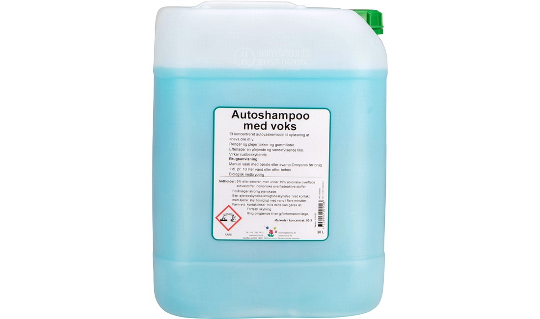  Autoshampoo m/voks, 20 liter