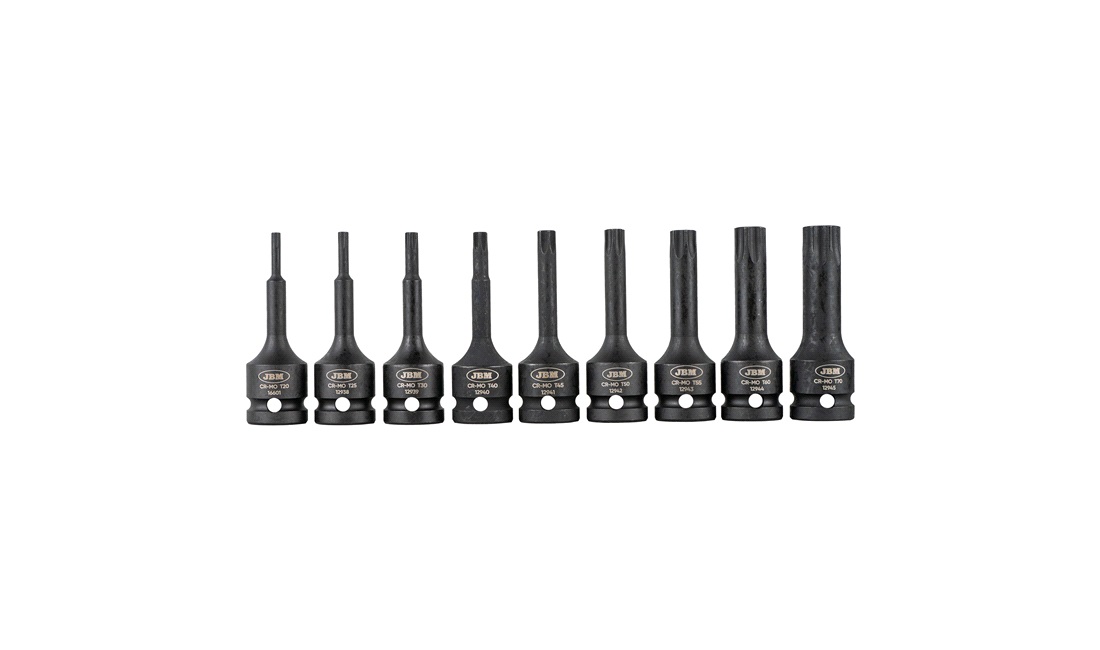  Slagtoppesæt 1/2" torx 9 dele - JBM