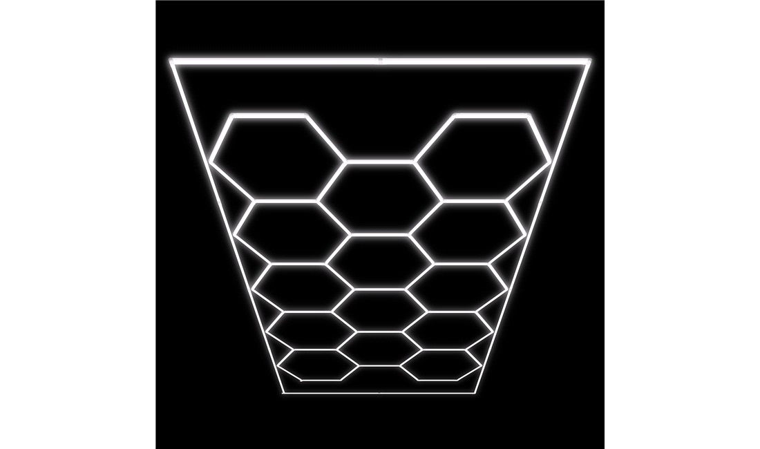  Hexagonformad LED-takbelysning 4845 x 2435 mm för verkstad - JBM