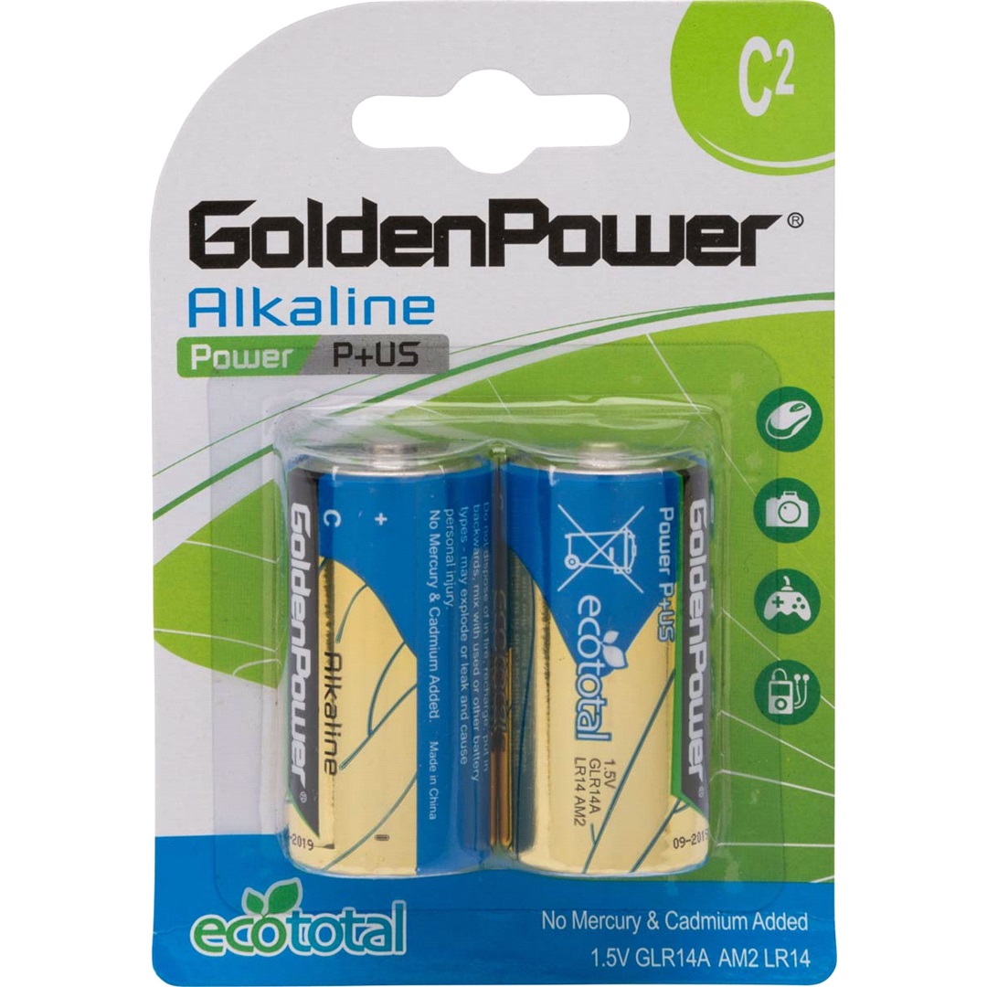 Goldenpower Alkaline Batteri C Lr14 2-pakk