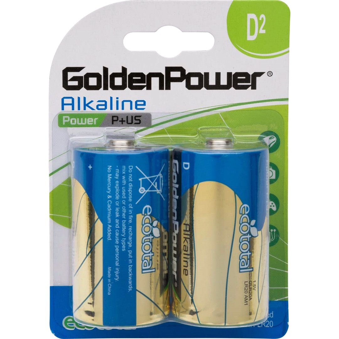 Goldenpower Alkaline Batteri D Lr20 2-pakk