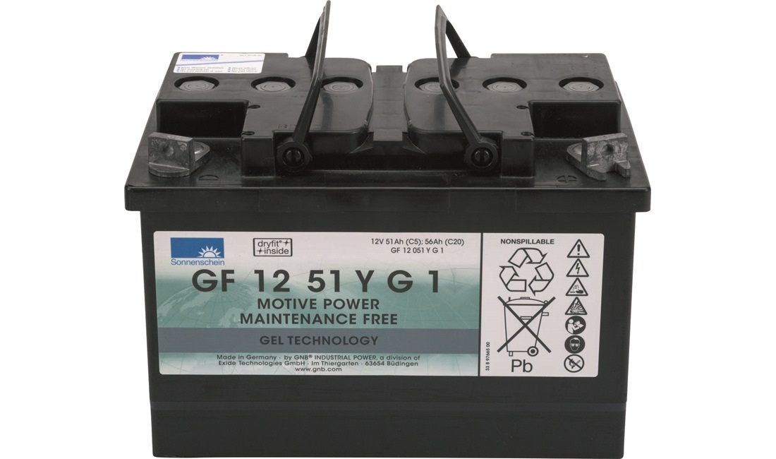  Batteri EXIDE GF12051YG-1 12V-51AH vedlikeholdsfri Gel-batteri