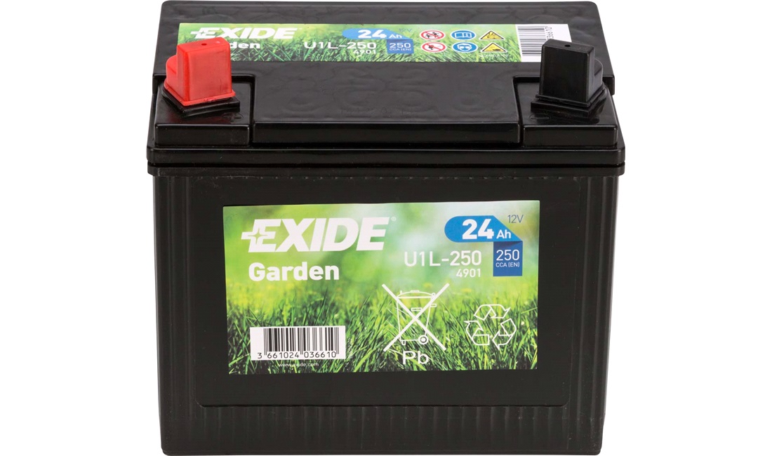  Batteri Exide Garden 12V-24Ah SLA, havetraktor