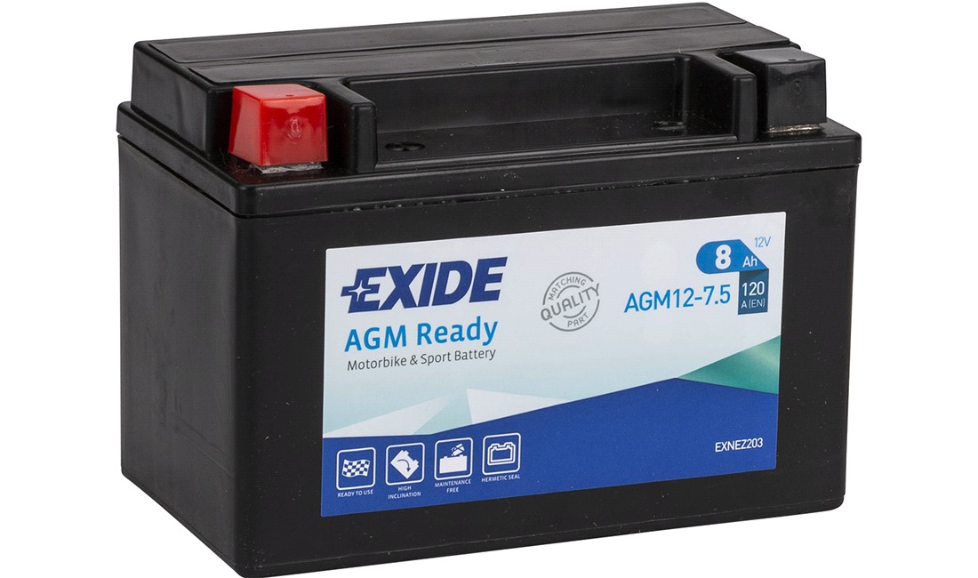  Batteri Exide 12V-7,5Ah AGM12-7,5 Ready