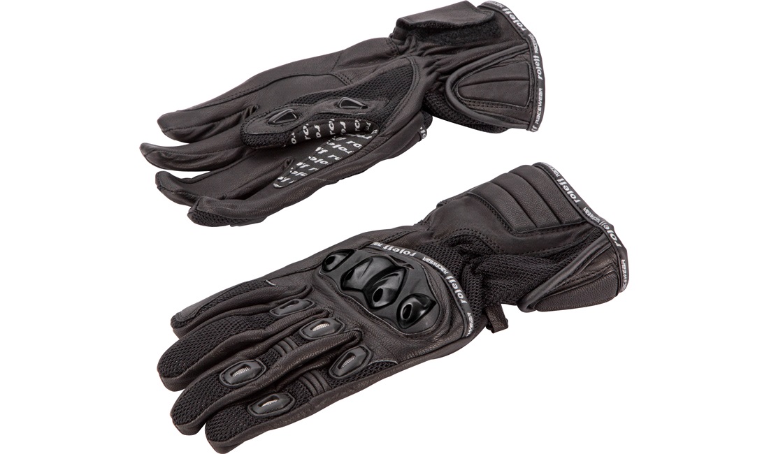  MC-handske Roleff läder/mask CE storlek M