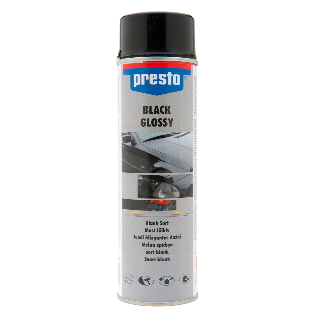 Presto Färgspray, svart högglans, akryl 500ml