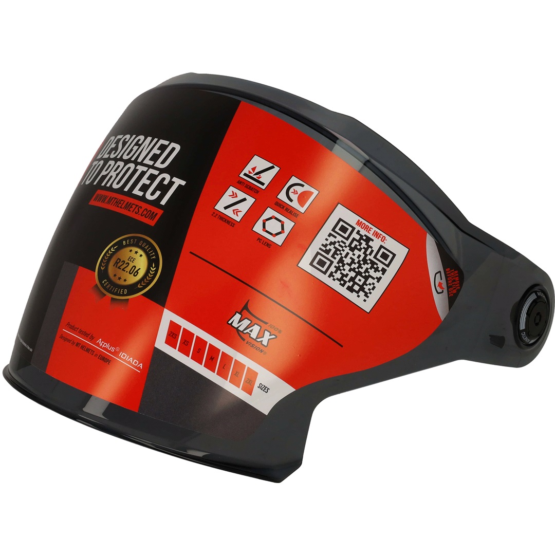 MT Helmets Visir mörktonad, 100% Max Vision, MT-V-3