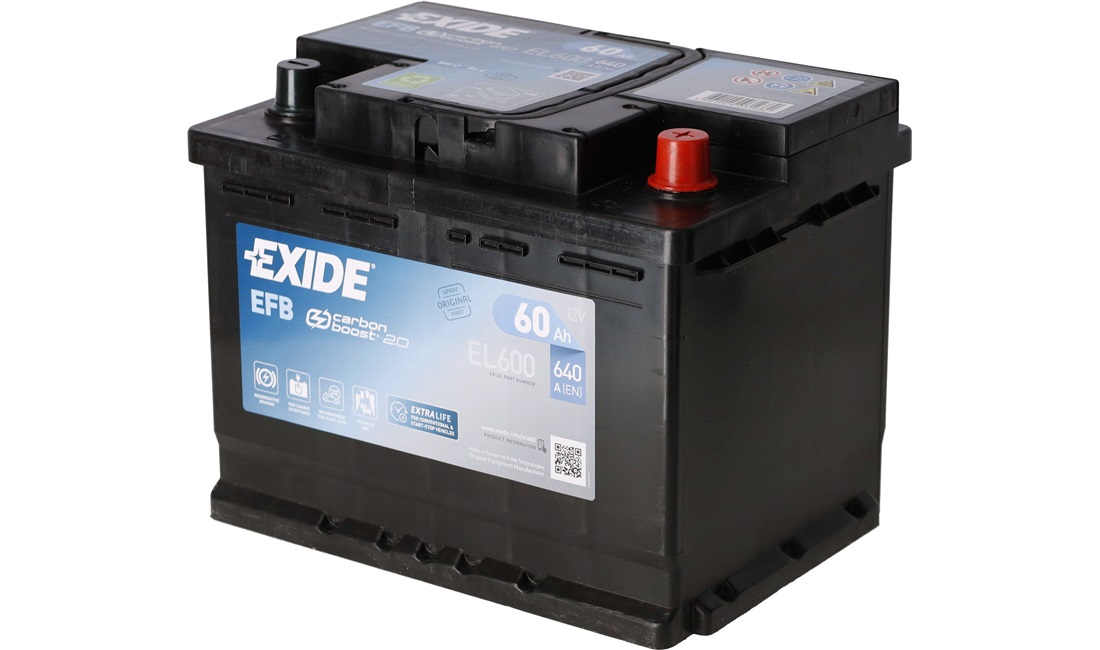 EXIDE Start-Stop EL600 Batterie 12V 60Ah 640A B13 Batterie EFB